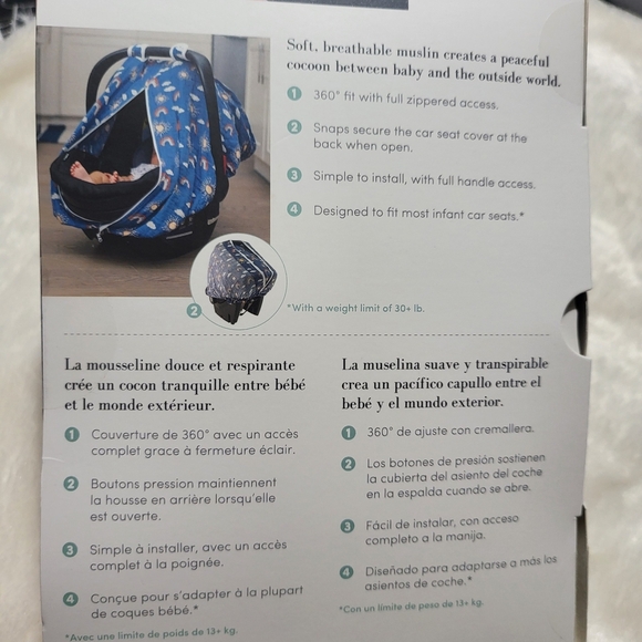 Bebe au Lait Car Seat Cover - White and Brown - Picture 7 of 9